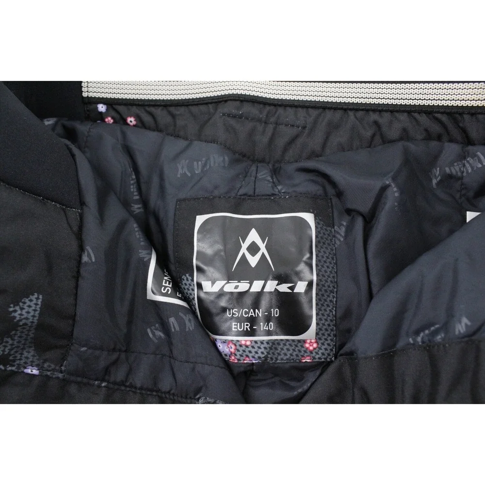 Volkl Ski Snowboard Pants Youth Size 10 Black‎ with Bright Floral Pattern